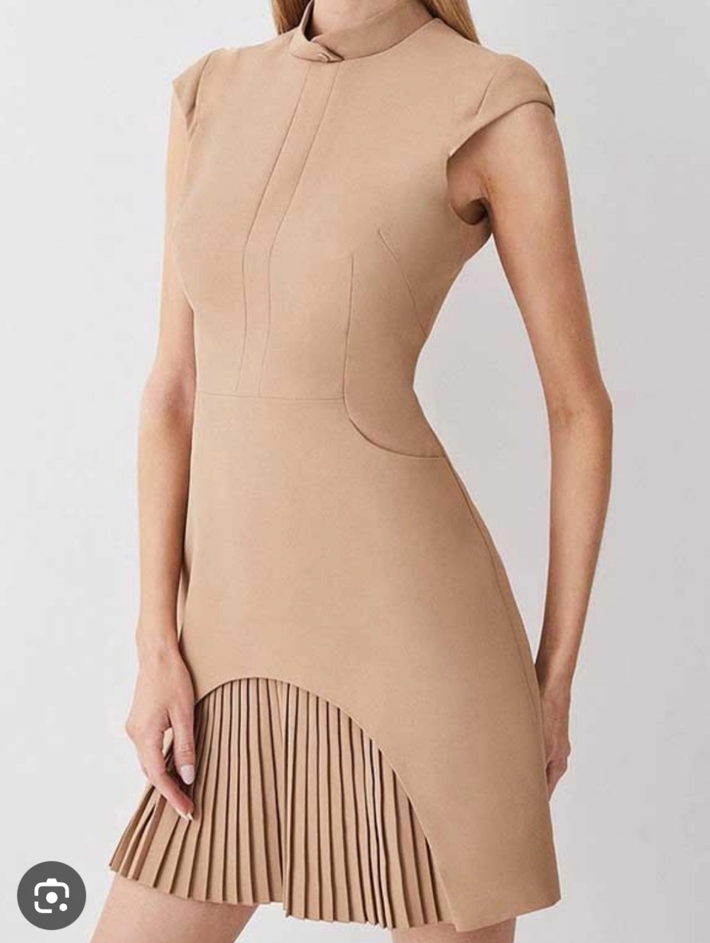 NWOT Karen Miller Tan Military Mini Dress Tailored Size 8 Medium Old Money